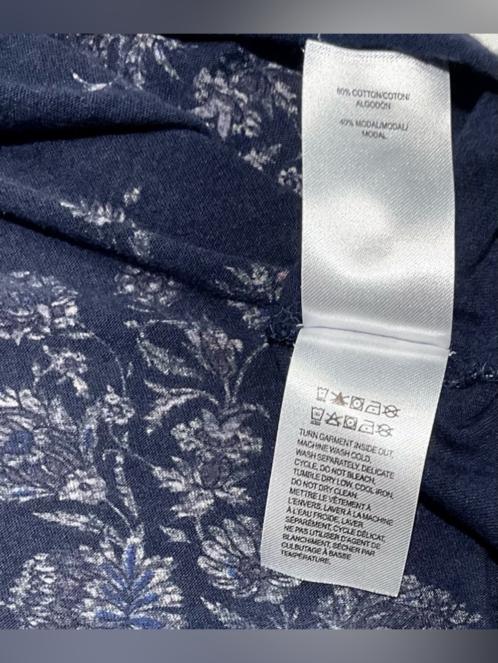 Lucky Brand Dark Blue Floral Boho Square Neck Flutter Top - Picture 9 of 9